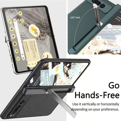 Miimall Lederhülle Kompatibel mit Google Pixel Fold Hülle mit Displayschutz, [Magnetischer Scharnier