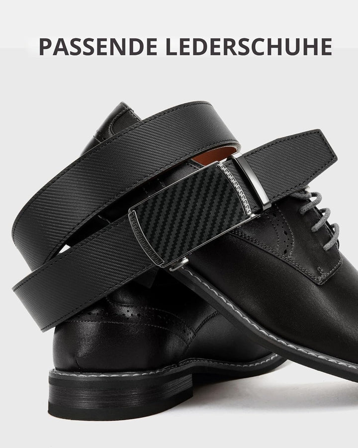 CHAOREN Gürtel Herren, Automatik Ledergürtel Herren 35mm ohne Löcher Taille 110-120cm (Gesamtlänge 1