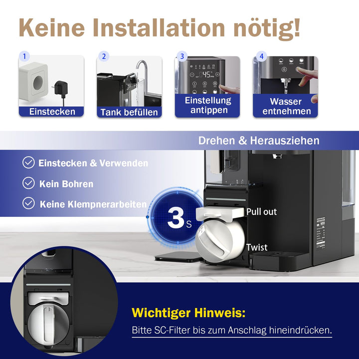 Frizzlife WB99-H Auftisch Umkehrosmoseanlage, Sofortiger-heiss Wasserspender, Alkalische Osmoseanlag