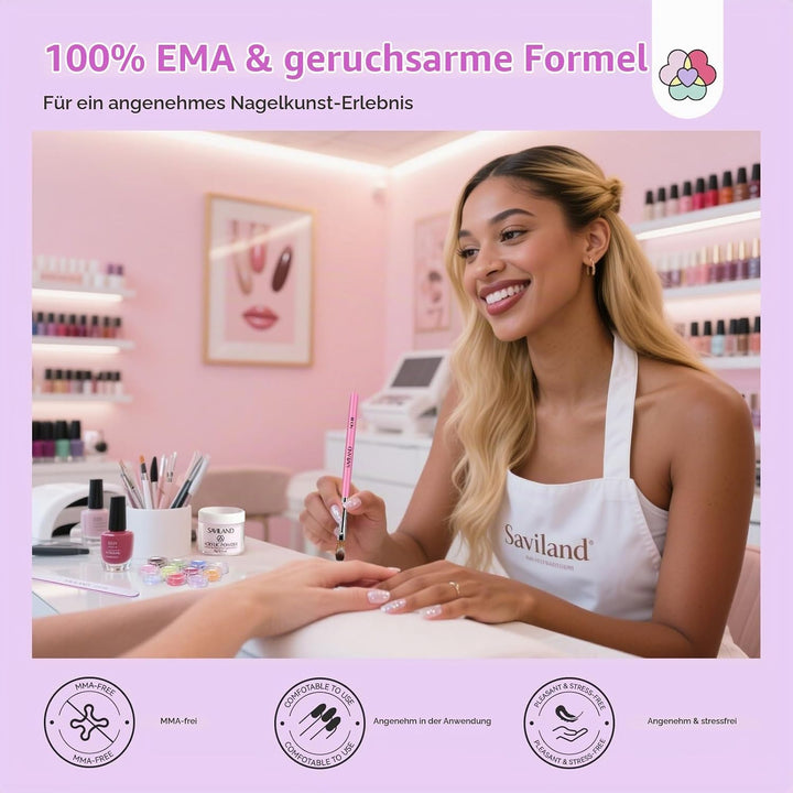 SAVILAND All-in-1 Acryl Nagelset: Premium Nagel Set Acryl Set mit Klarem Weissem und Rosa Acrylpulve