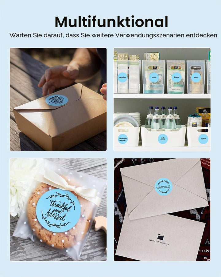 MUNBYN 750 Stück Thermoetiketten, rund, blau, abziehbare Etiketten, rund, 2 x 2 Zoll, Shipping Label