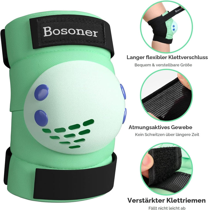 BOSONER Knieschoner Kinder Schoner Inliner Protektoren 6er Set Schützer Inliner Inline Skates Knie U