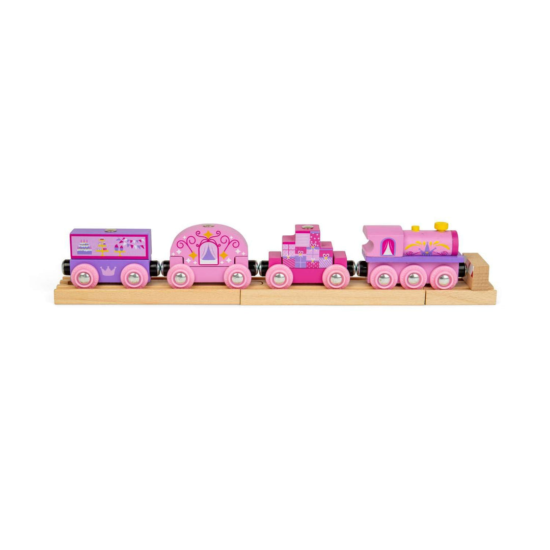 Bigjigs Rail Prinzessinnenzug | rosa Holzzüge | Montessori-Märchenspielset | Eisenbahnmodell mit Fun