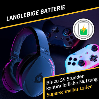 KLIM Panther RGB Gaming Headset für PS4 PS5 Switch PC, Niedrige Latenz, Noise Cancelling, Wireless,