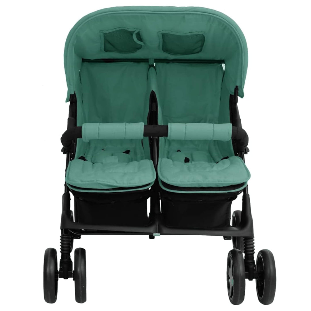 Tidyard Geschwisterwagen Zwillingswagen Doppelkinderwagen Zwillingsbuggy Kinderwagen Stahl Grün, Grü