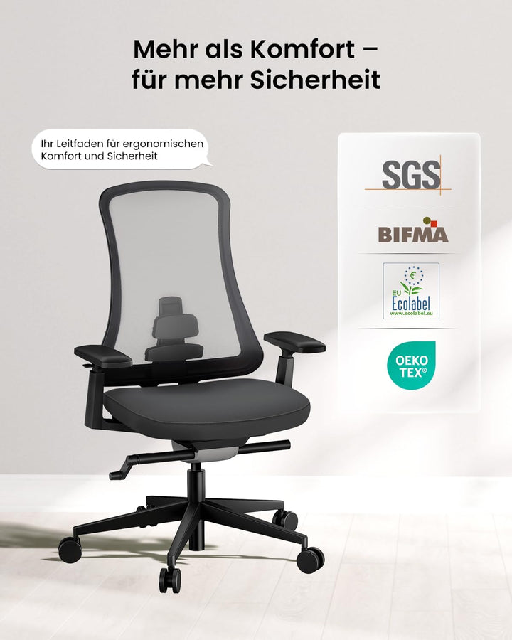ProtoArc Ergonomischer Bürostuhl - Nylon Atmungsaktives Mesh Bürostuhl, Lendenwirbelstütze, Verstell