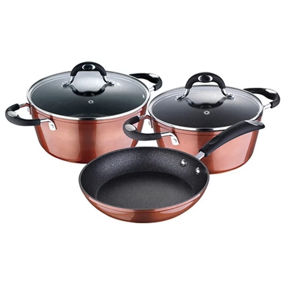 BERGNER Q2917 Set mit 5 Kochgeschirr aus geschmiedetem Aluminium, Induktion, braun