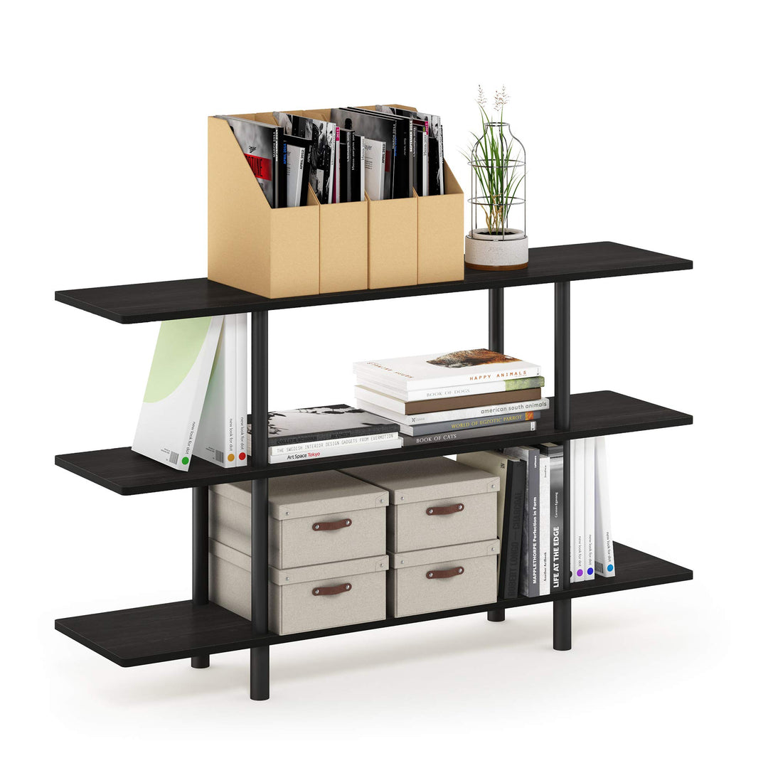 Furinno breites Regal mit 3 Ebenen, Espresso/Schwarz, 29.49 x 119.9 x 70.69 cm Espresso/Schwarz 3-st