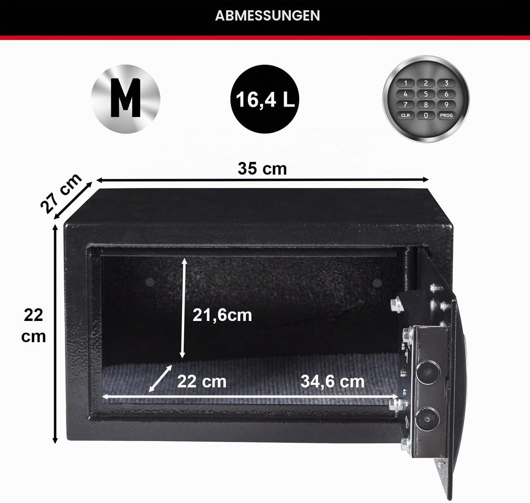Master Lock Tresor mit Zahlenschloss, elektronische Kombination, 16 L, 22 x 35 x 27 cm Kombinationss