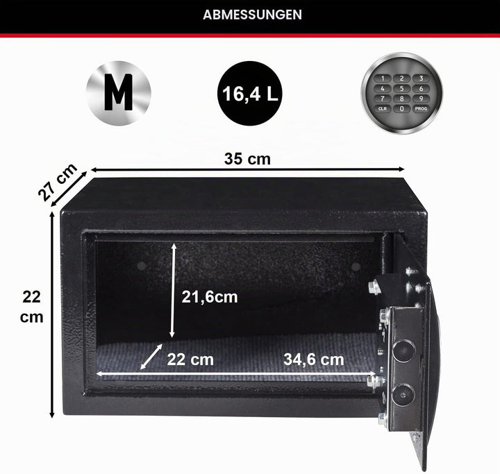 Master Lock Tresor mit Zahlenschloss, elektronische Kombination, 16 L, 22 x 35 x 27 cm Kombinationss