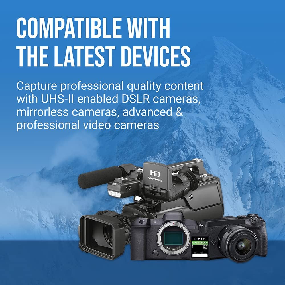 PNY 64GB X-PRO 90 Class 10 U3 V90 UHS-II SD Flash Memory Card 64GB UHS-II EliteX-PRO 90, 64GB UHS-II