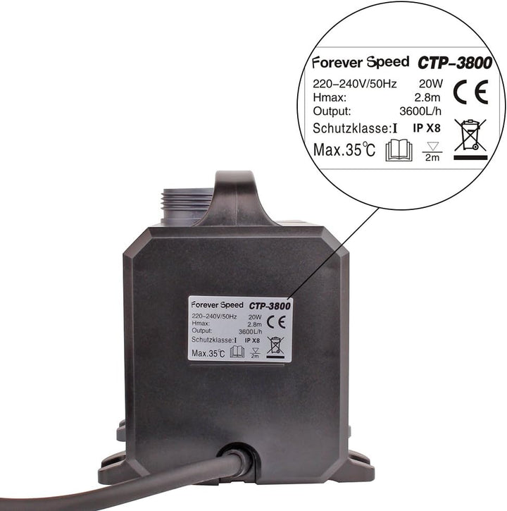 Forever Speed Super ECO Teichpumpe Filterpumpe Energiespar Wasserpumpe Koiteich Bachlaufpumpe (3000-