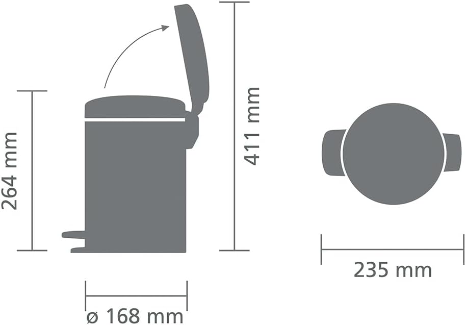 Brabantia 112126 Treteimer mit Inneneimer aus Kunststoff, stahl, Weiss, 3 Liter, Weiss 3 Liter White