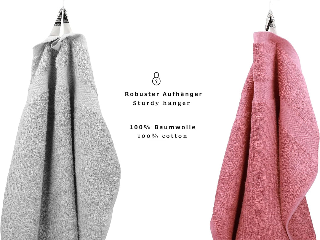 Betz 6-TLG. Handtuch-Set Premium 100% Baumwolle 2 Duschtücher 4 Handtücher Farbe Silbergrau und Altr