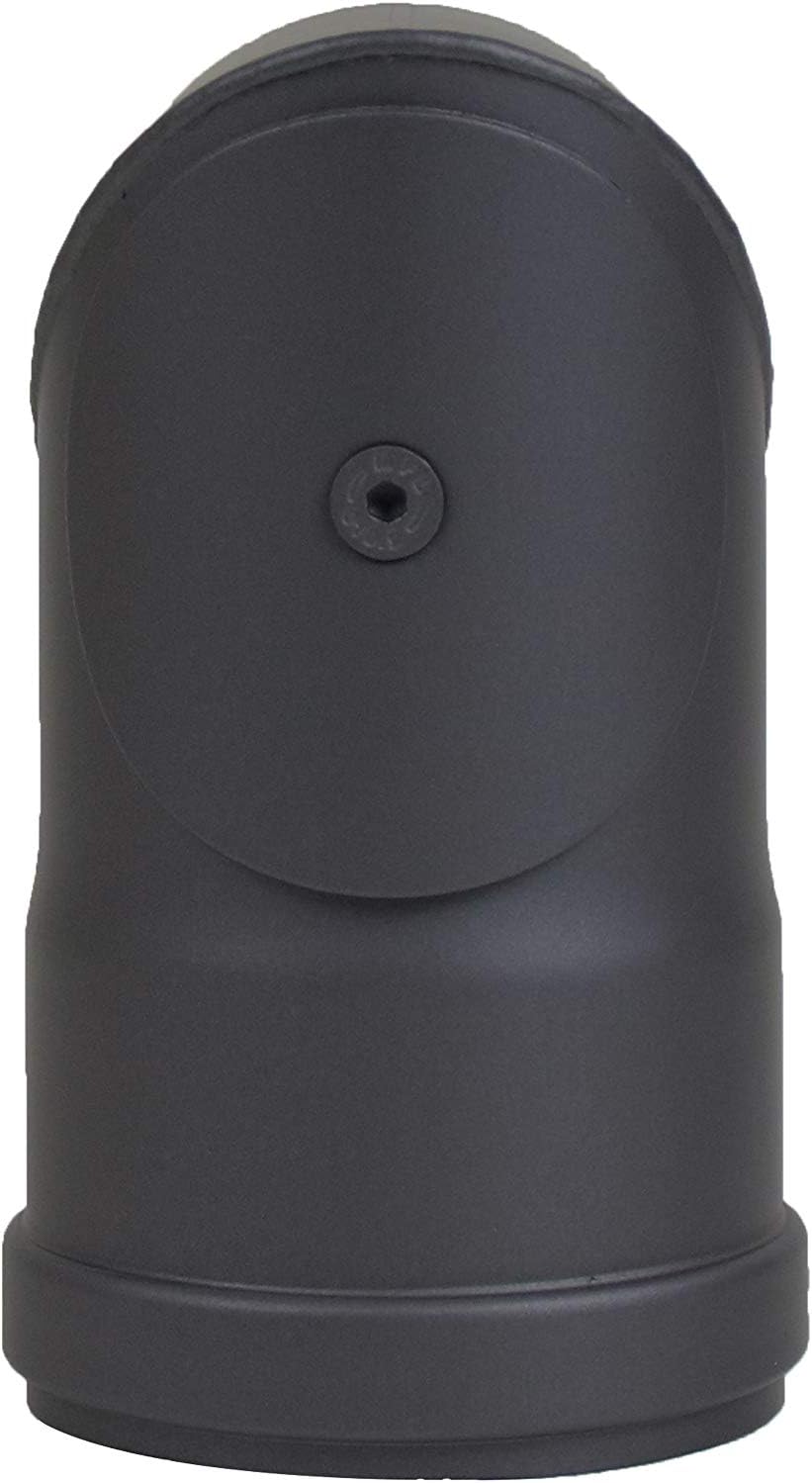 LANZZAS Pelletrohr Spitzbogen 90° mit Reinigungsverschluss, im Durchmesser DN Ø 80 mm, in schwarz, P