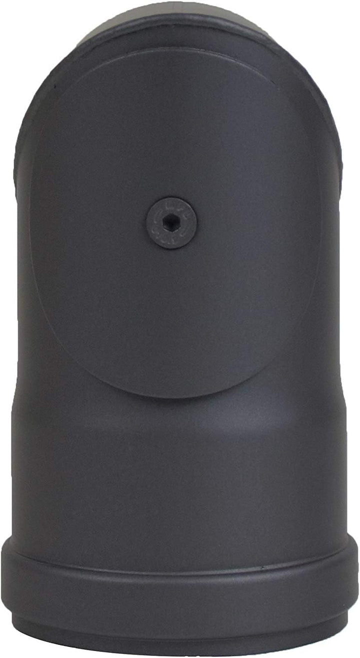 LANZZAS Pelletrohr Spitzbogen 90° mit Reinigungsverschluss, im Durchmesser DN Ø 80 mm, in schwarz, P