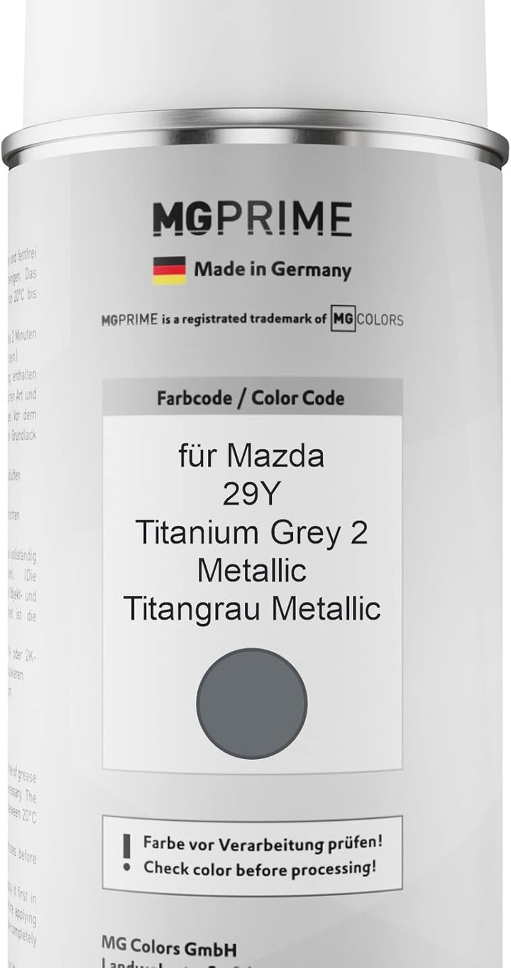 MG PRIME Autolack Sprühdosen Set für Mazda 29Y Titanium Grey 2 Metallic/Titangrau Metallic Basislack