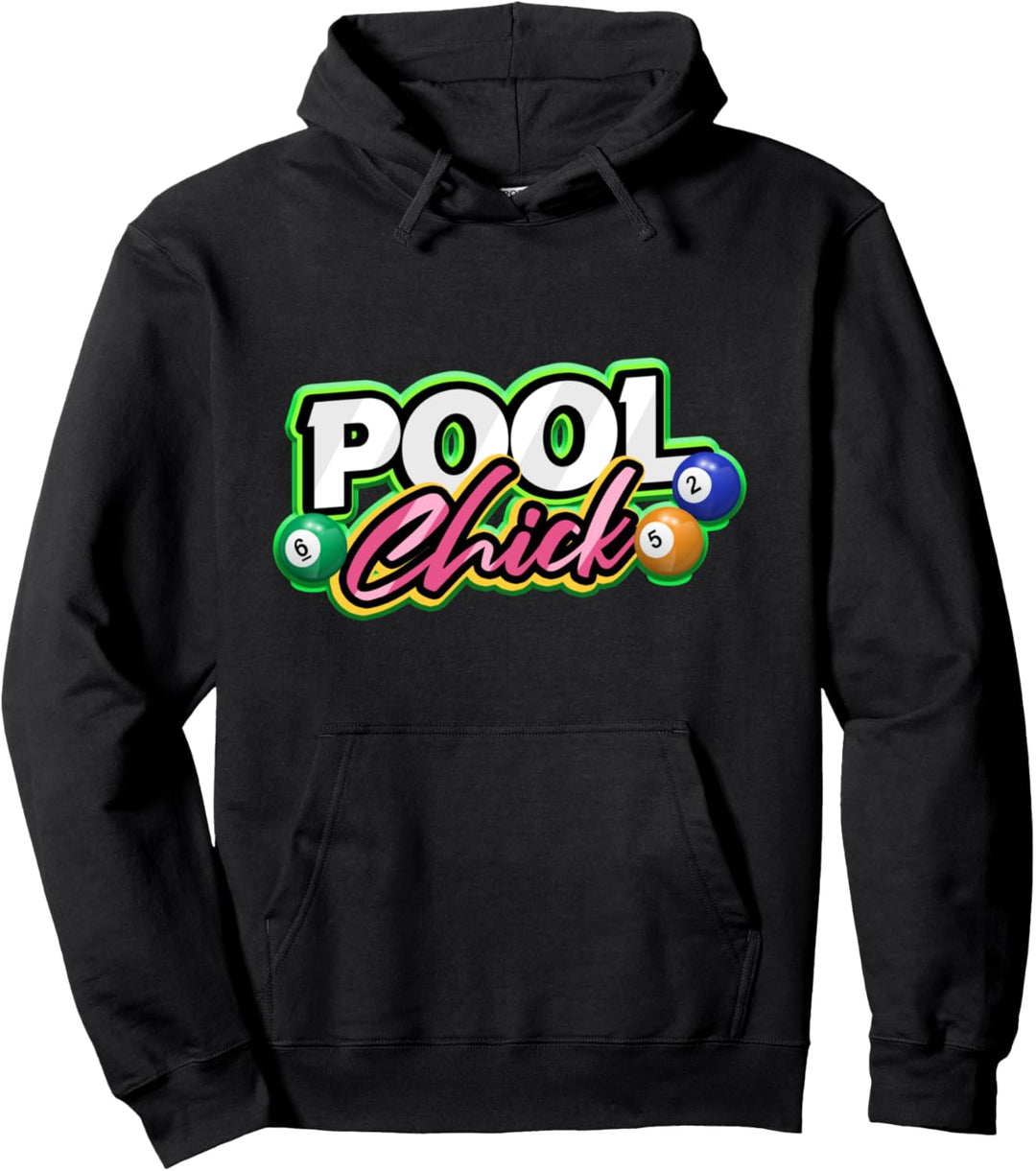 Pool Chick Billardqueue Woman Snooker mit 8 Kugeln Pullover Hoodie