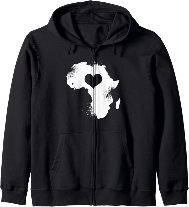 Afrika Kontinent Silhouette | Safari Kleidung | Herz Afrika Kapuzenjacke