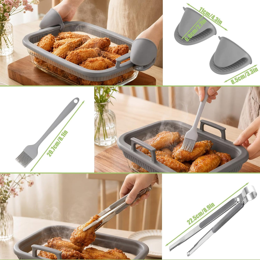 Glas Auflaufform Airfryer Set für Airfryer Glas,Auflaufform Airfryer mit Einzel- und Doppelkammer Gl