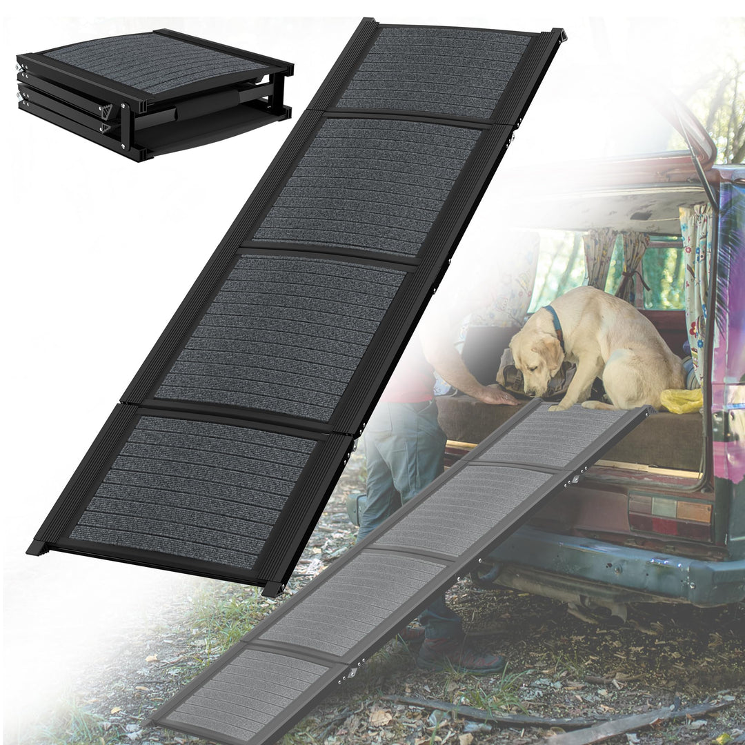 HENGMEI Hunderampe Klappbar Hundetreppe Auto Faltbare Kunststoff Hundeautorampe Hunde Auffahrrampe K