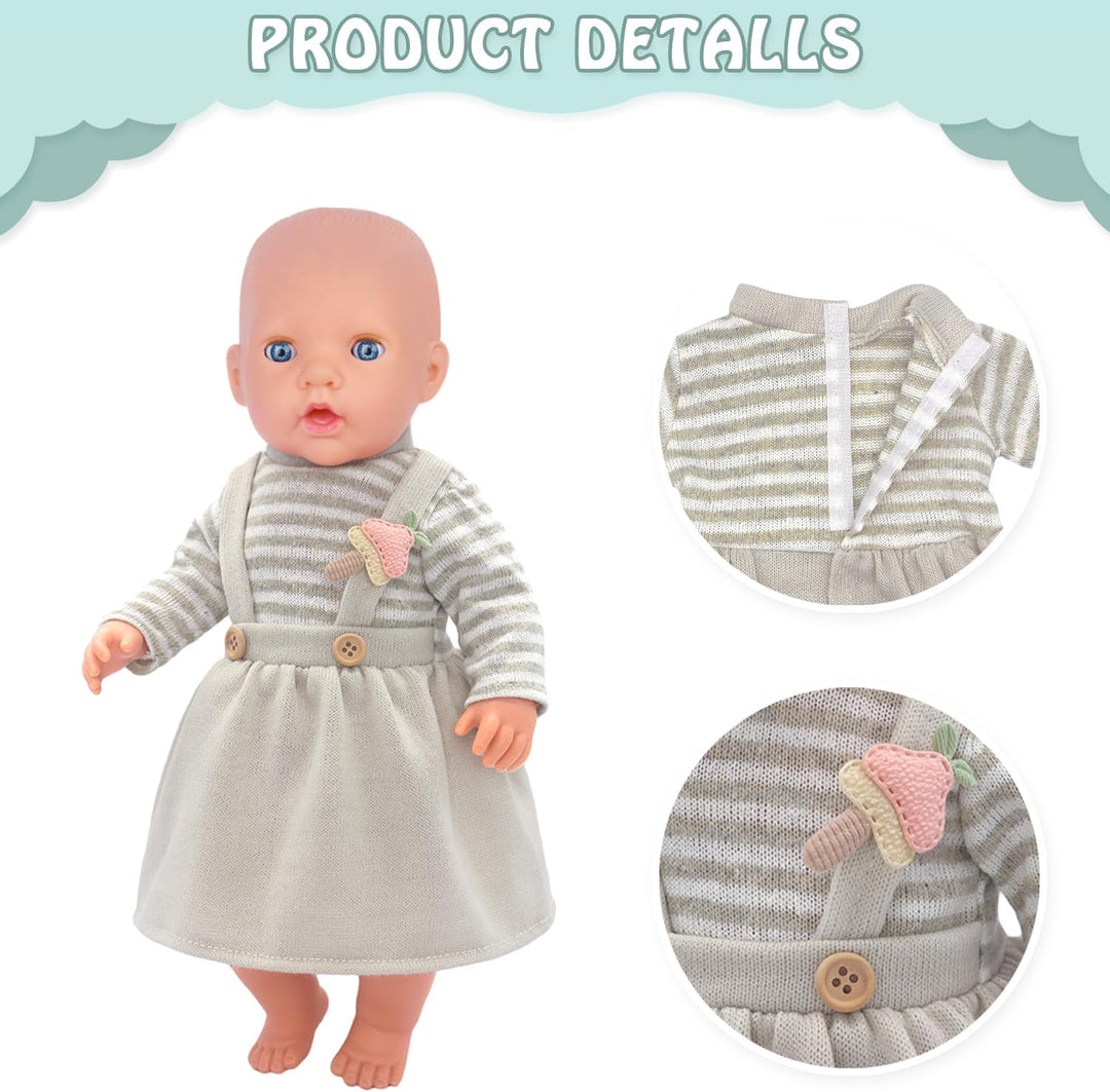 4 Komplette Outfits Puppenkleidung Puppen Set für 35-45 cm und 14-18 Zoll Puppen Enthält Strampler,