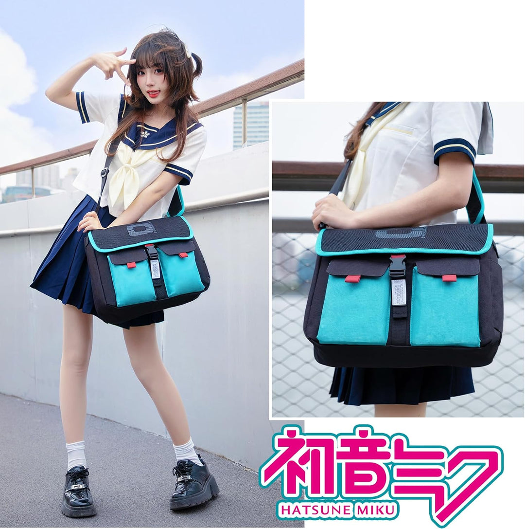 FIREFIRST x Hatsune Miku & Kagamine Rin/Len Schule Schultertaschen .Türkis W36×H30×D12.5（cm）, .Türki