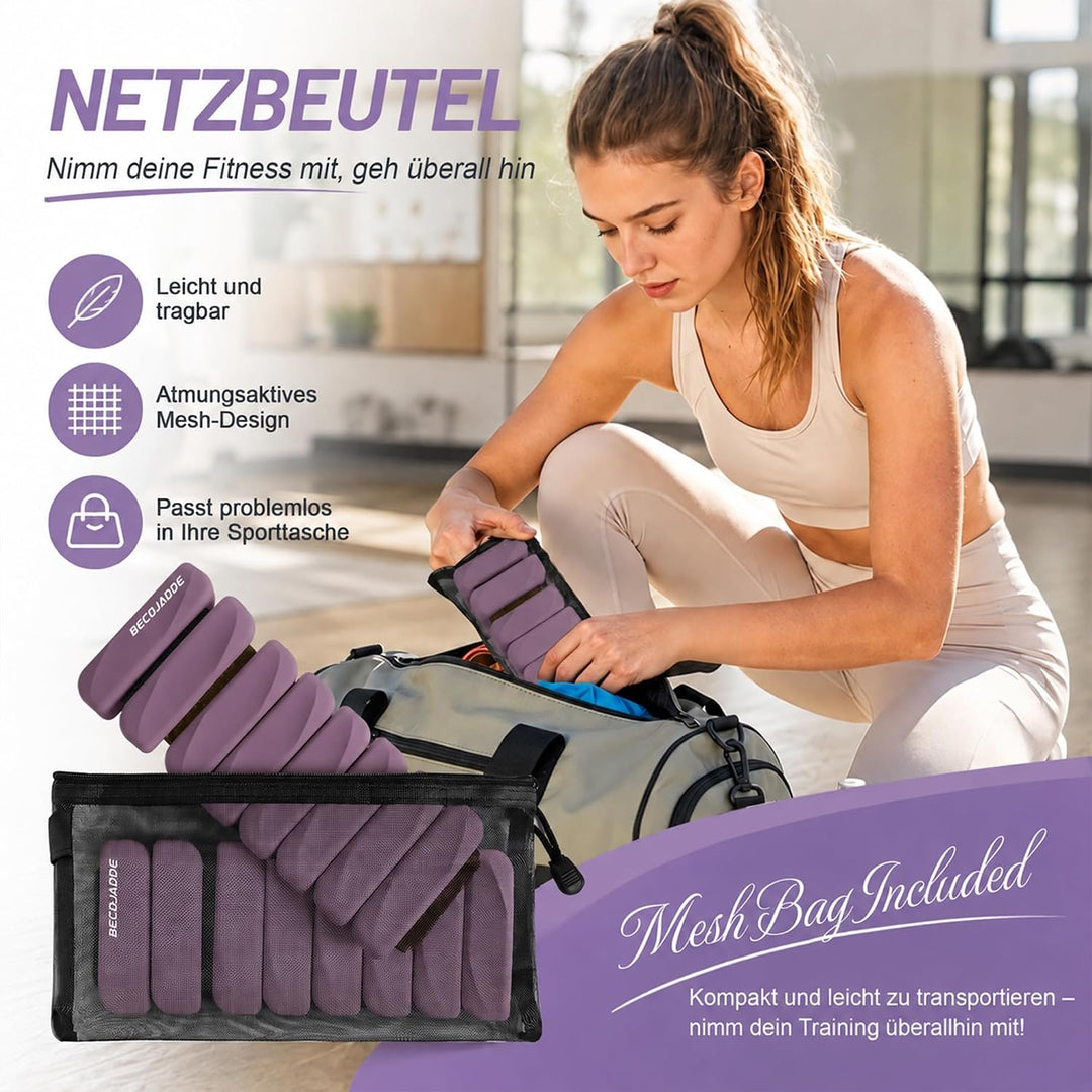 BECOJADDE Gewichtsmanschetten fuss 0.45 KG / 0.9 KG Je Gewichte für Beine und Arme Set 2 Ankle Weigh