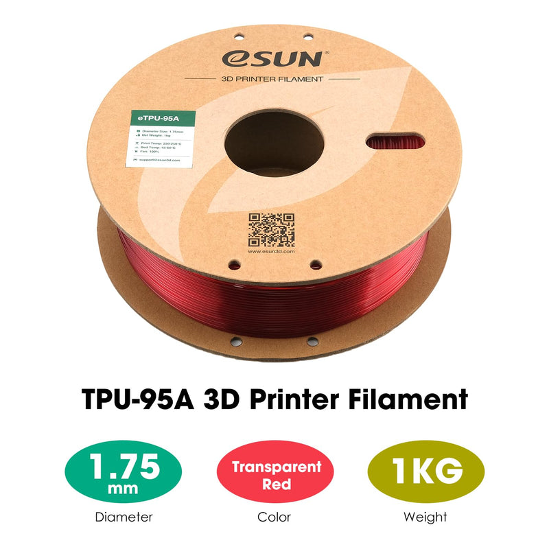 eSUN Flexibles TPU Filament 1.75mm, 3D Drucker Filament TPU-95A, Massgenauigkeit +/- 0.05mm, 1kg Spu