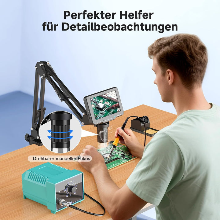 Leipan Digitales Mikroskop mit Flex Arm, 5" HD Display Bildschirm 5 Zoll, 5 Zoll
