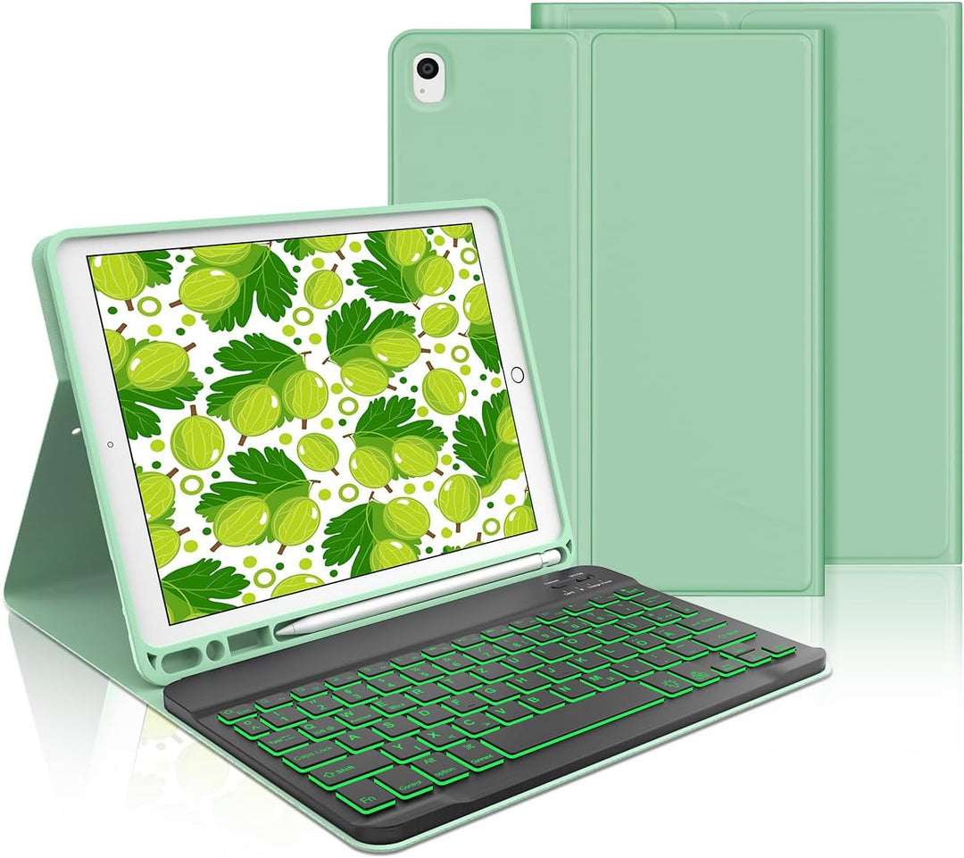 IVEOPPE iPad 9. Generation Hülle mit Tastatur, iPad 10.2 Hülle mit Tastatur, Bluetooth QWERTZ iPad 9