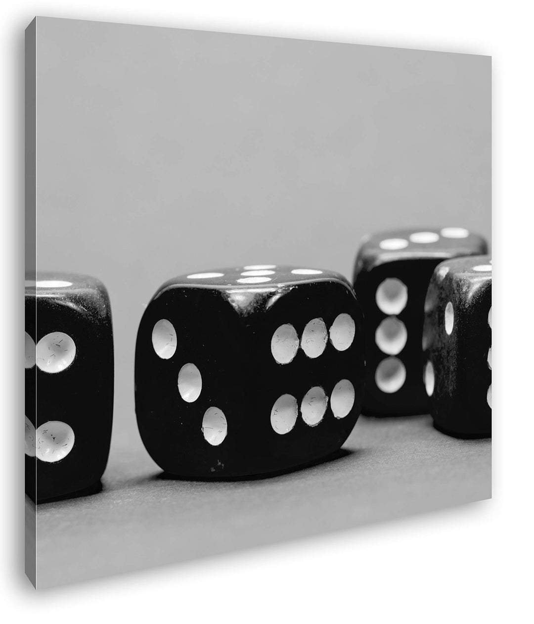 deyoli quadratische Pinke Spielwürfel im Format: 60x60 Effekt: Schwarz&Weiss als Leinwandbild, Motiv