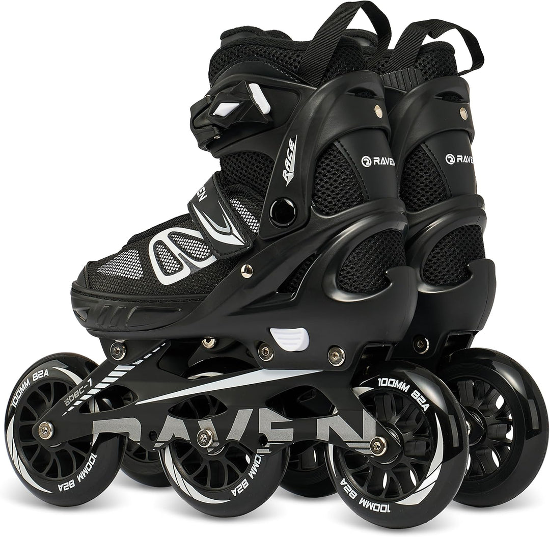 Inlineskates Inliner optional als 2in1 Raven Advance Big Wheels verstellbar Black mit Kufen 35-39, B