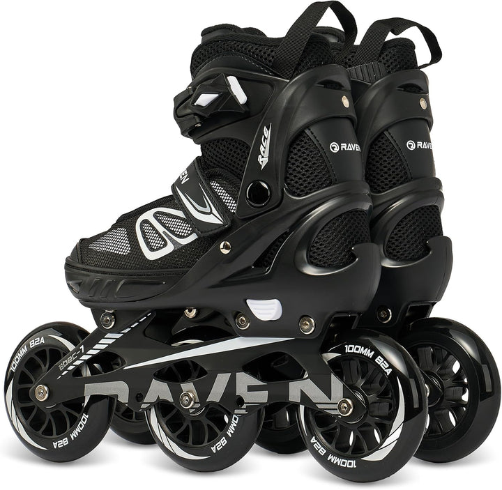 Inlineskates Inliner optional als 2in1 Raven Advance Big Wheels verstellbar Black mit Kufen 35-39, B