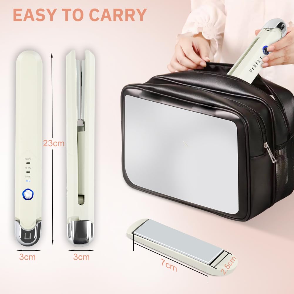 2-in-1 schnurloser Frauenhaarglätter, 3 Temperaturstufen, wiederaufladbare Locke- und Glättermaschin