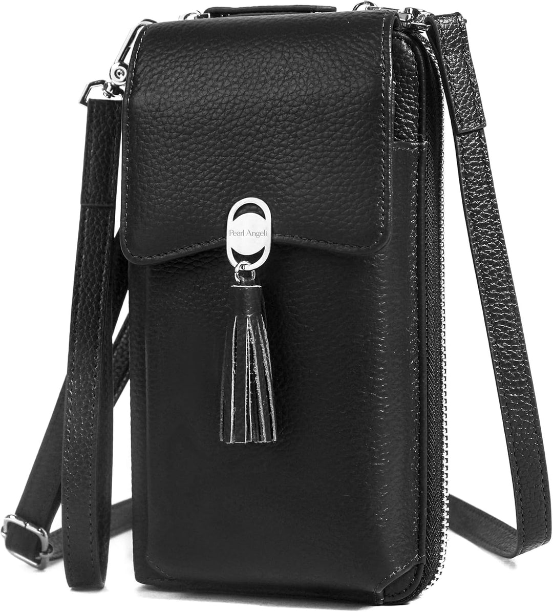 Pearl Angeli Weiches Echtes Leder Handy Umhängetasche - Handytasche Geldbörse Damen RFID Schutz klei