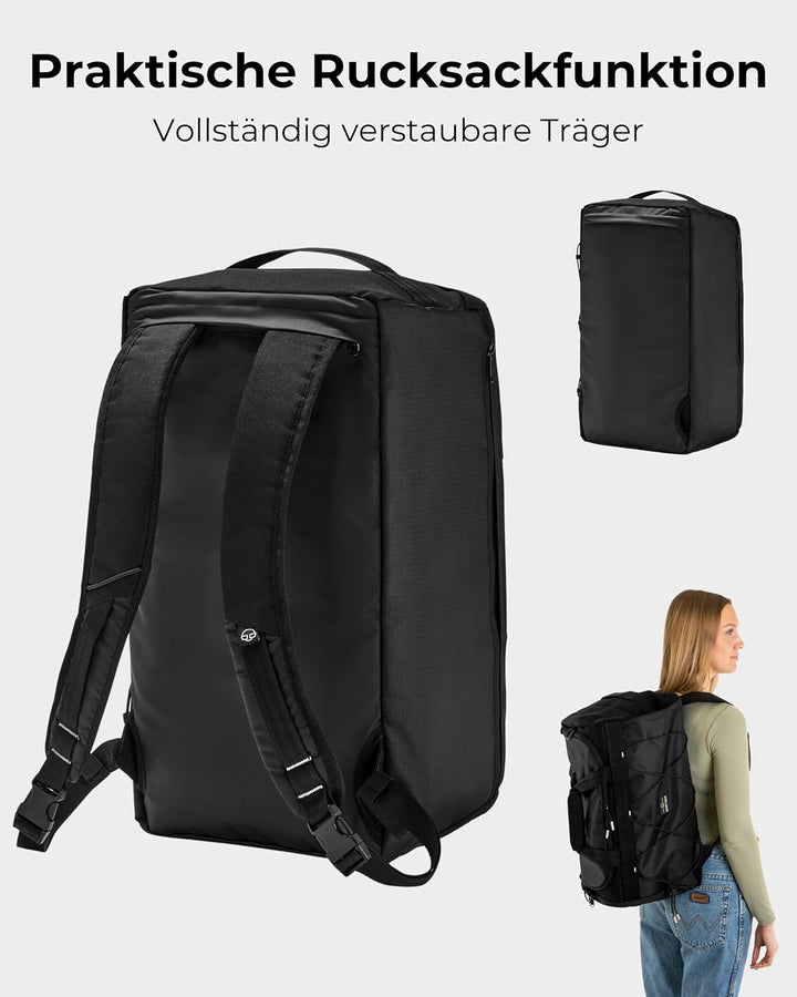 Johnny Urban Sporttasche Herren & Damen Schwarz - Shawn - 2 in 1 Tasche mit Rucksackfunktion für Rei