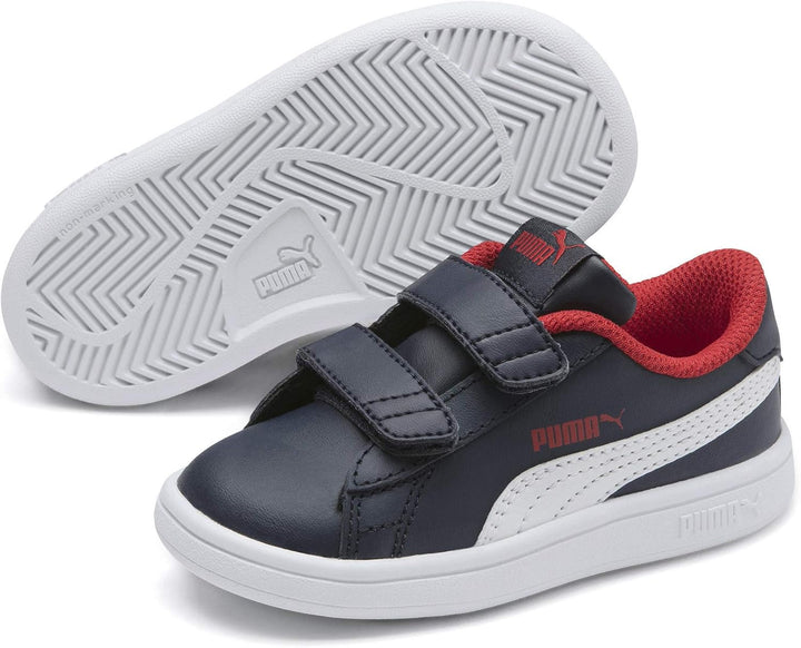 PUMA Smash v2 L V PS Sneaker 20 EU Peacoat Puma White High Risk Red, 20 EU Peacoat Puma White High R