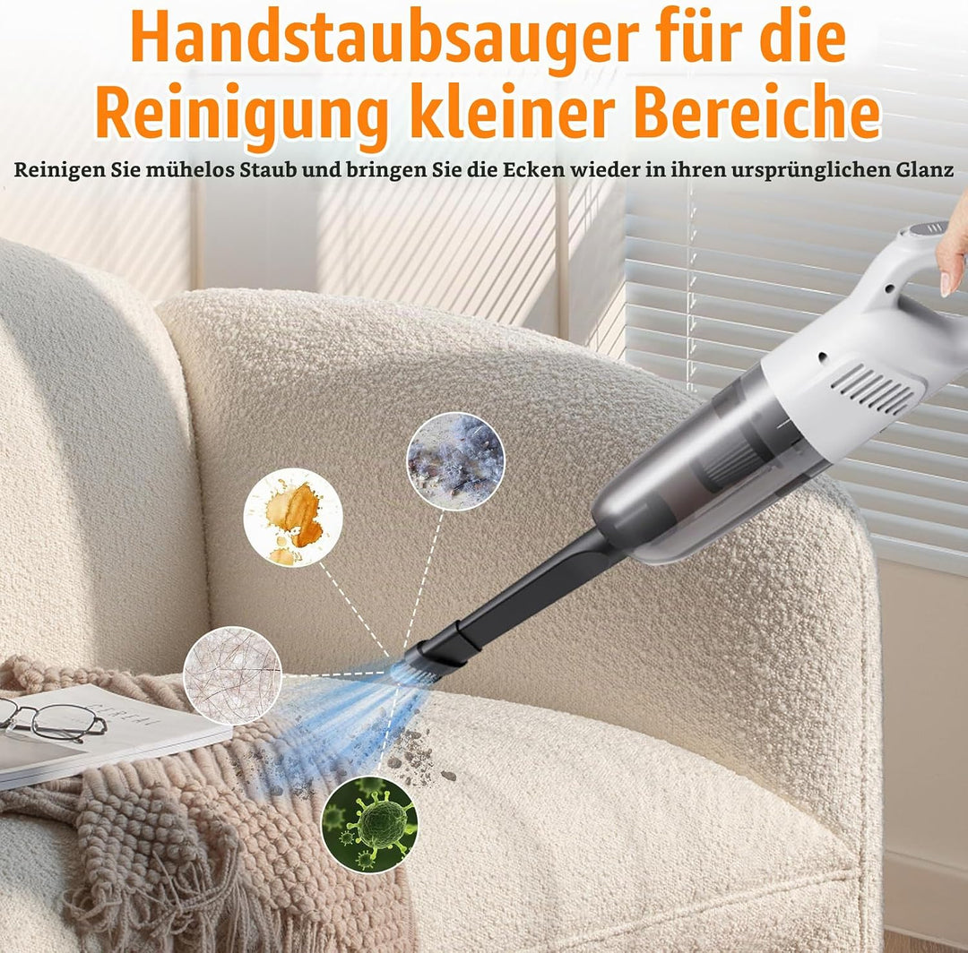 Akku-Staubsauger mit Wischfunktion und Anti-Tangle-Bodenbürste, kabellos für Zuhause, Hartböden, Tep