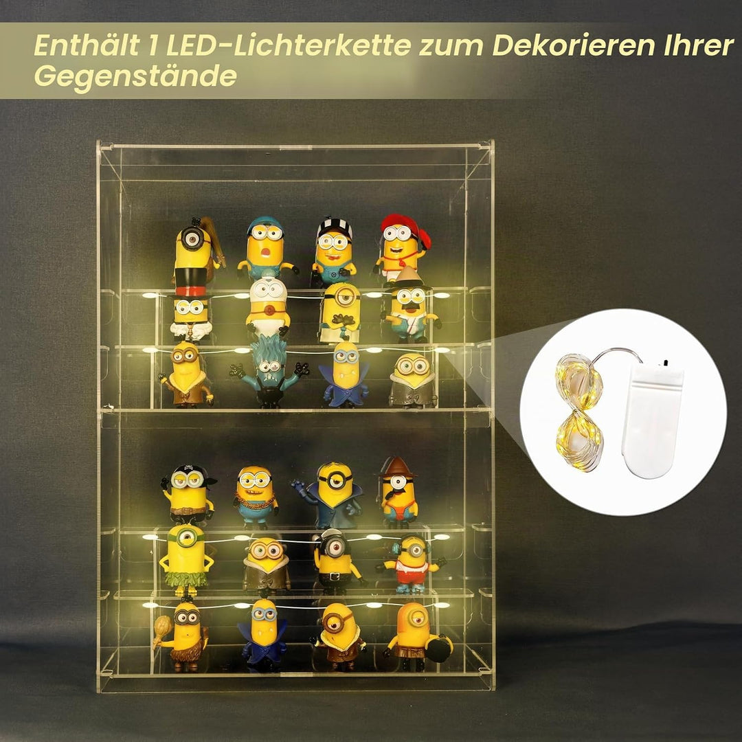 Nynelly 2-stöckige Acryl-Vitrine für Sammlerstücke, transparente Acryl-Vitrinen mit Tür und Regal, m