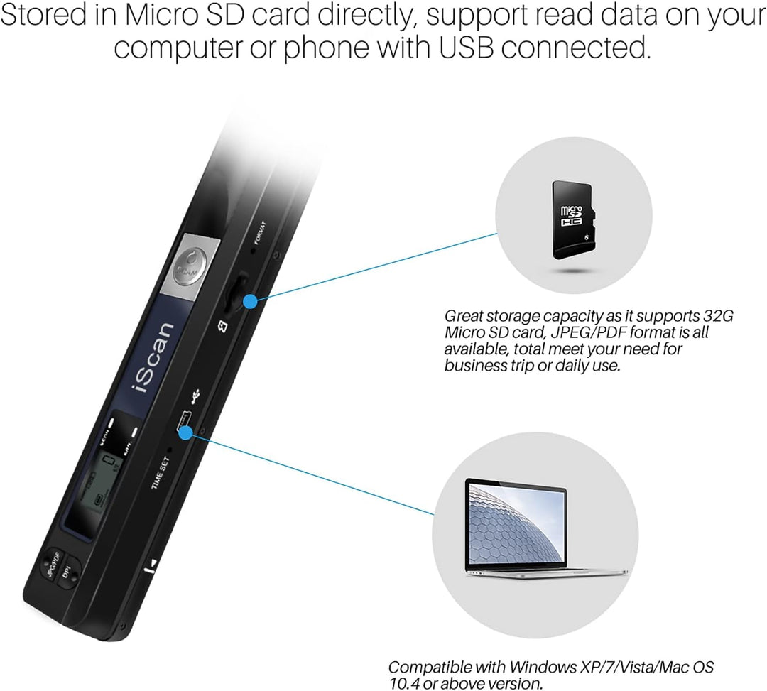 AOZBZ Tragbarer Dokumentenscanner, 900 DPI, Handgerät, USB-Bildscanner, A4, Farbfoto, mobiler Scanne