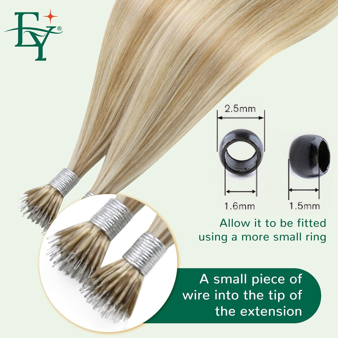 Easyouth Nano Beads Haare Extensions Farbe Honigblond Mischung Gelbblond 14 Zoll 50 Stück 50g Nano B