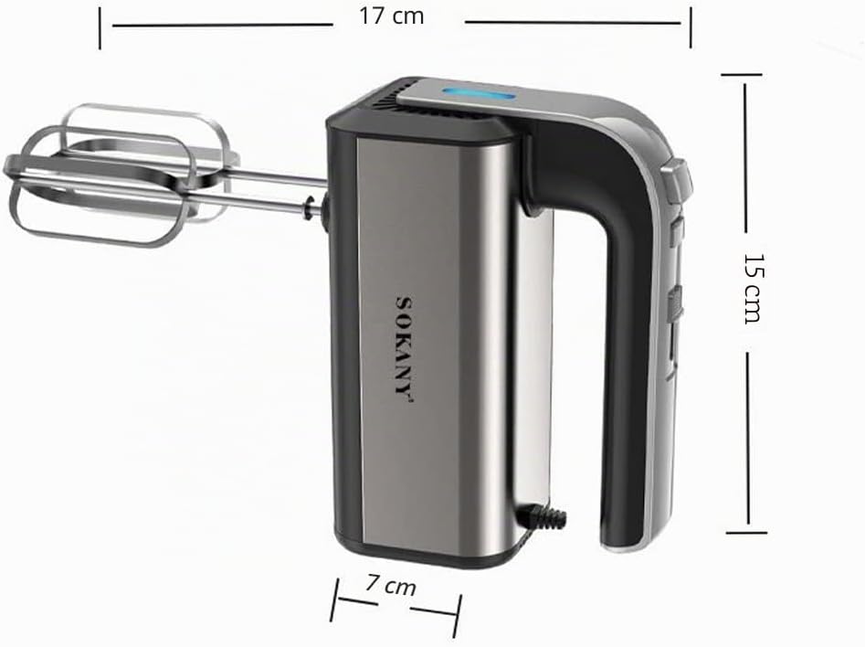 SOKANY CX-6651 Elektrischer Handmixer für die Küche, Handmixer mit 2 Schneebesen und 2 Knethaken, 5