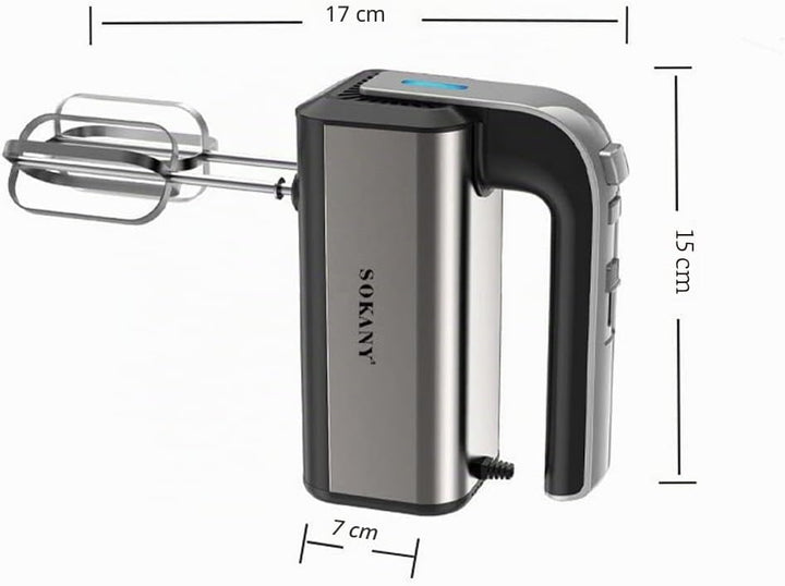 SOKANY CX-6651 Elektrischer Handmixer für die Küche, Handmixer mit 2 Schneebesen und 2 Knethaken, 5