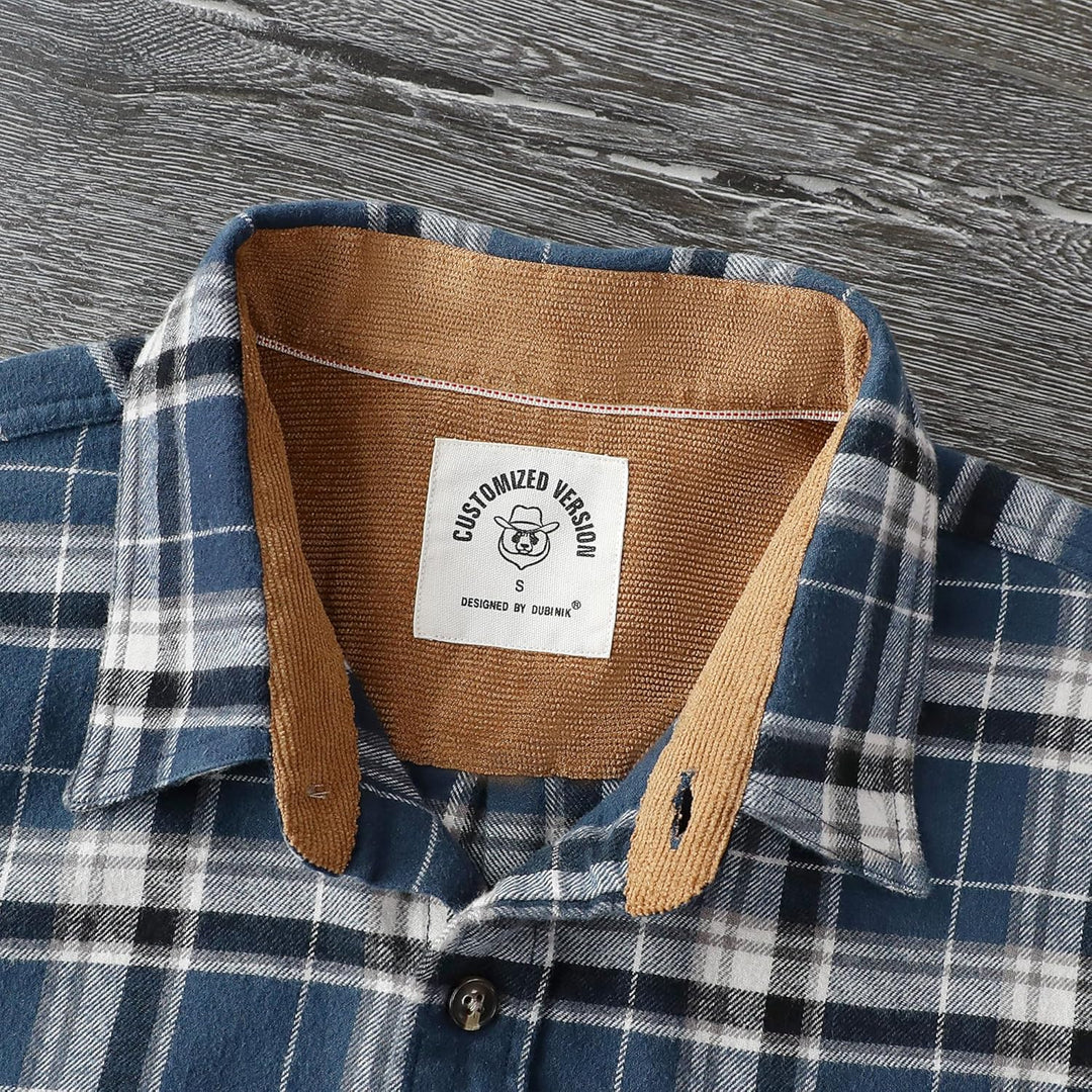 Dubinik® Flanellhemd Herren Button Down Kariert Baumwollhemd Freizeithemd Hemd Herren Langarm mit Zw