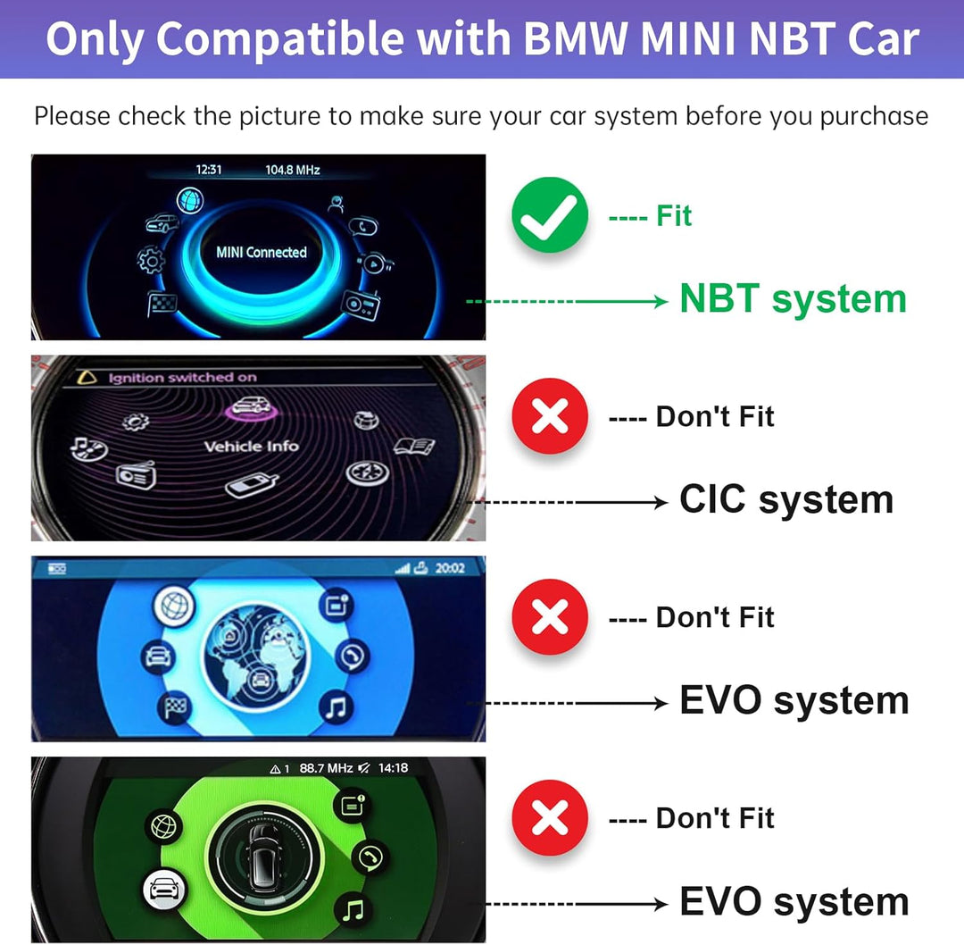 Road Top Wireless Carplay Android Auto für BMW Mini Cooper One Hatch Clubman F55 F56 F54 F57 NBT Sys