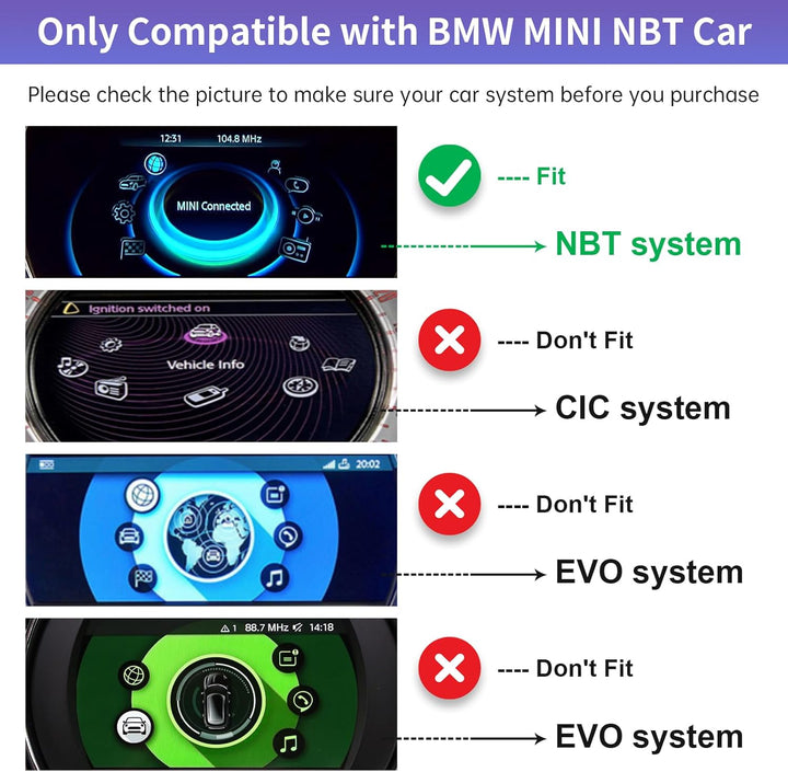 Road Top Wireless Carplay Android Auto für BMW Mini Cooper One Hatch Clubman F55 F56 F54 F57 NBT Sys