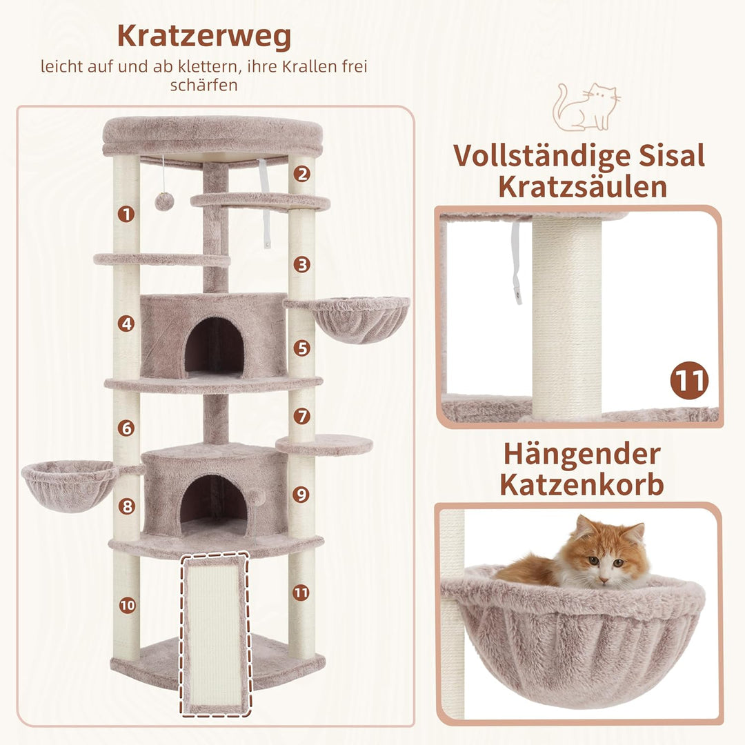 Gitelsnour Eck-Kratzbaum, Katzenbaum für Innenbereich, Mehrstöckiges katzenkratzbaum mit Sisal Kratz