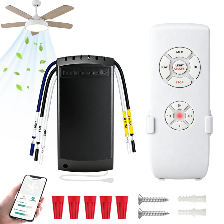 WiFi Universal Deckenventilator Licht Fernbedienung Kit mit Stummschaltung, Timer-Funktion, Smart Li