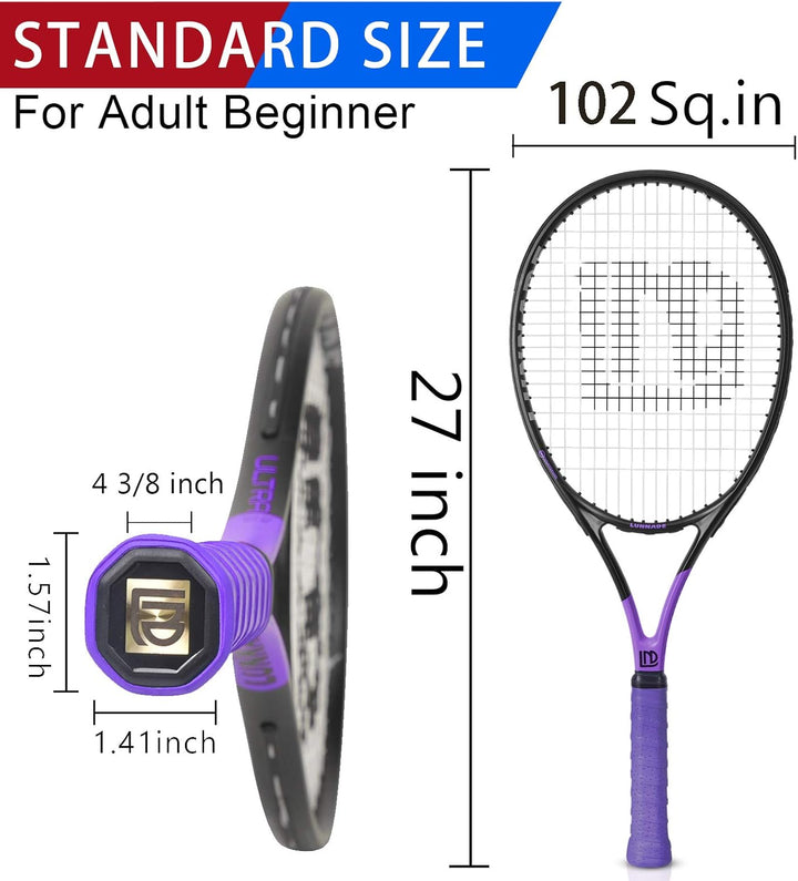 LUNNADE Tennisschläger für Erwachsene, 27 Zoll Leicht Tennisschläger mit Hülle, Geeignet für Damen H